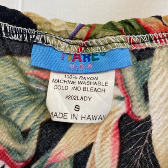 Tiare Hawaiian Flower Maxi Dress Size Small Black with Lei - Picture 2 of 4